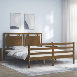 vidaXL Giroletto con Testiera Miele 5FT King Size in Legno Massello