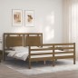 vidaXL Giroletto con Testiera Miele 5FT King Size in Legno Massello vidaXL Giroletto con Testiera Miele 5FT King Size in Legno Massello