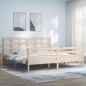 vidaXL Giroletto con Testiera Bianco 6FT Super King in Legno Massello vidaXL Giroletto con Testiera Bianco 6FT Super King in Legno Massello