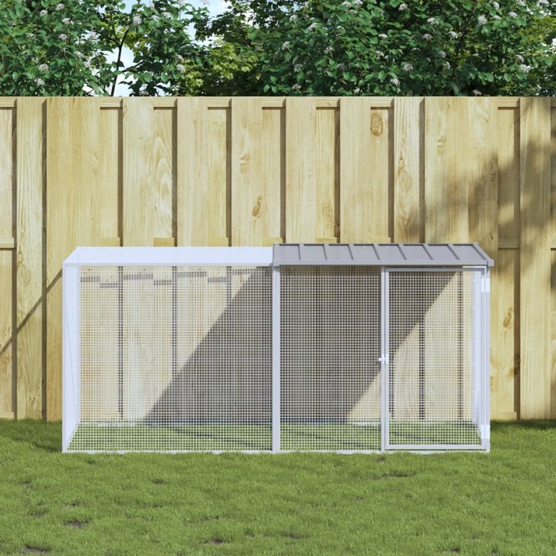 vidaXL Gabbia Polli Tetto Grigio Chiaro 203x98x90 cm Acciaio Zincato vidaXL Gabbia Polli Tetto Grigio Chiaro 203x98x90 cm Acciaio Zincato