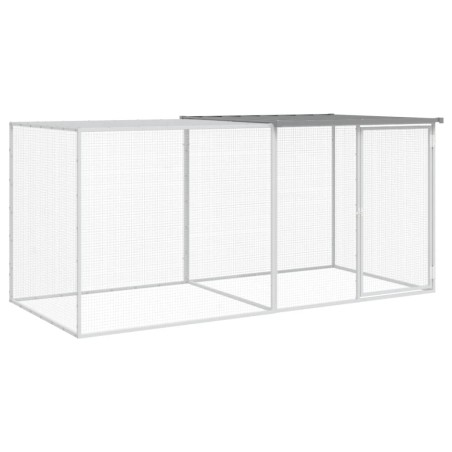 vidaXL Gabbia Polli Tetto Grigio Chiaro 203x98x90 cm Acciaio Zincato