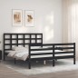 vidaXL Giroletto con Testiera Nero 160x200 cm Legno Massello vidaXL Giroletto con Testiera Nero 160x200 cm Legno Massello