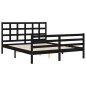 vidaXL Giroletto con Testiera Nero 160x200 cm Legno Massello vidaXL Giroletto con Testiera Nero 160x200 cm Legno Massello
