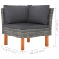 vidaXL Set Divani da Giardino 7pz Polyrattan Legno di Eucalipto Grigio