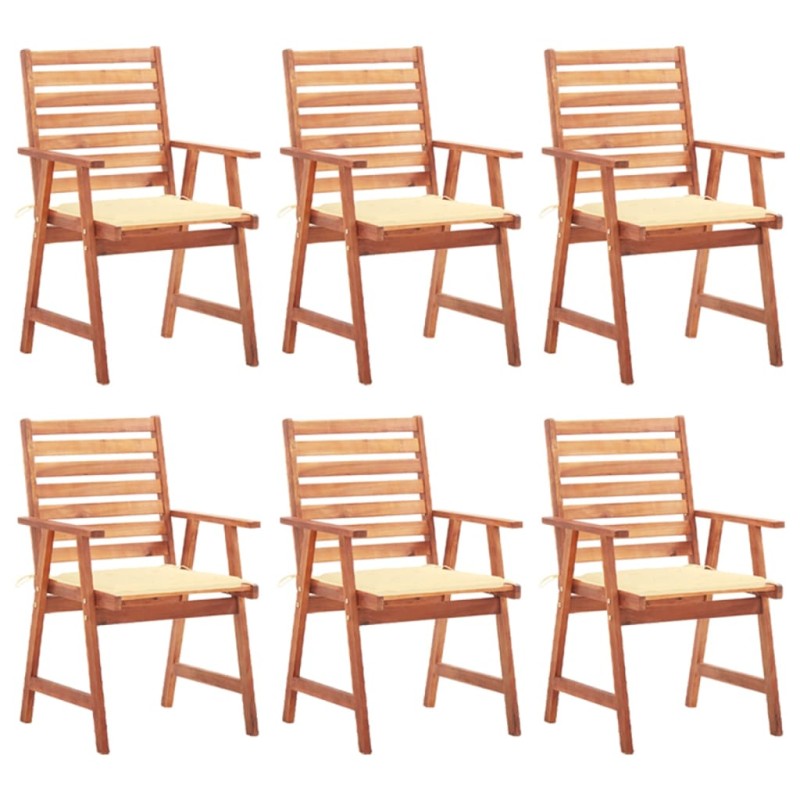 vidaXL Sedie da Pranzo da Esterni con Cuscini 6 pz Massello di Acacia vidaXL Sedie da Pranzo da Esterni con Cuscini 6 pz Massello di Acacia