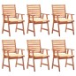 vidaXL Sedie da Pranzo da Esterni con Cuscini 6 pz Massello di Acacia vidaXL Sedie da Pranzo da Esterni con Cuscini 6 pz Massello di Acacia