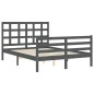 vidaXL Giroletto con Testiera Grigio 4FT Small Double Legno Massello vidaXL Giroletto con Testiera Grigio 4FT Small Double Legno Massello