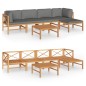vidaXL Set Divani Giardino 6pz Cuscini Grigi in Legno Massello di Teak vidaXL Set Divani Giardino 6pz Cuscini Grigi in Legno Massello di Teak