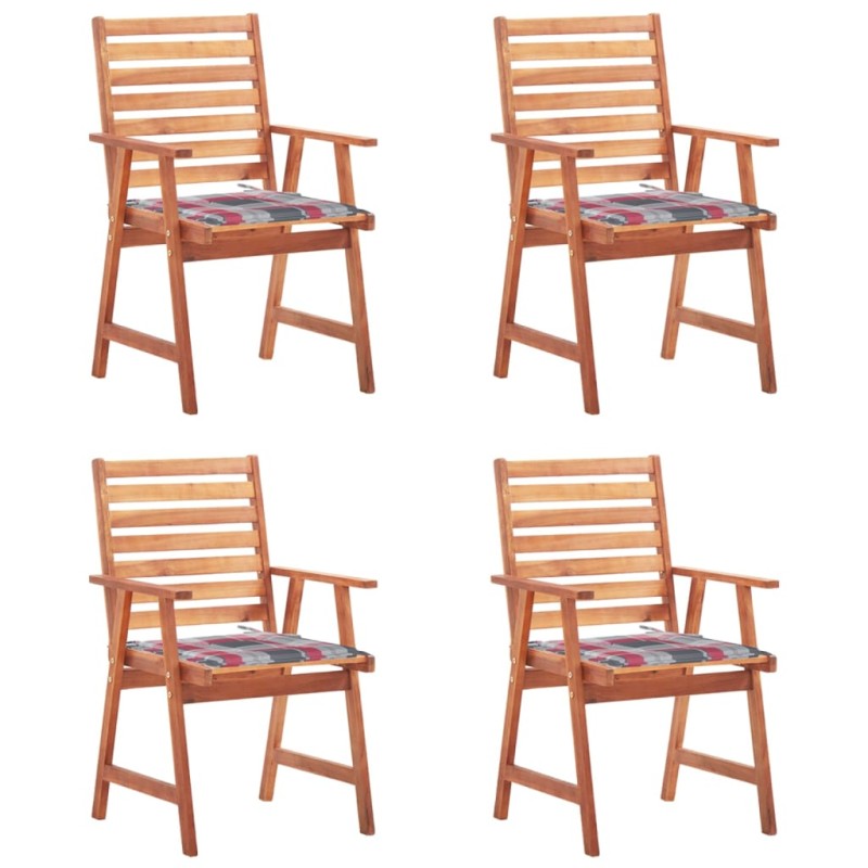 vidaXL Sedie da Pranzo da Esterni con Cuscini 4 pz Massello di Acacia vidaXL Sedie da Pranzo da Esterni con Cuscini 4 pz Massello di Acacia