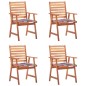 vidaXL Sedie da Pranzo da Esterni con Cuscini 4 pz Massello di Acacia vidaXL Sedie da Pranzo da Esterni con Cuscini 4 pz Massello di Acacia