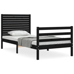 vidaXL Giroletto con Testiera Nero 90x200 cm in Legno Massello