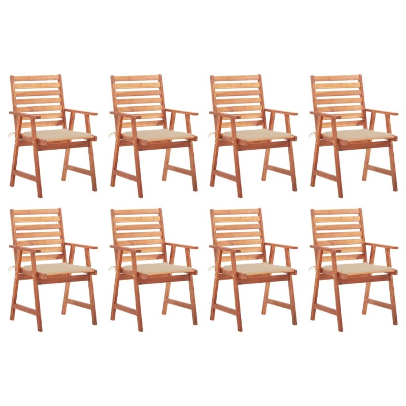 vidaXL Sedie da Pranzo da Esterni con Cuscini 8 pz Massello di Acacia vidaXL Sedie da Pranzo da Esterni con Cuscini 8 pz Massello di Acacia