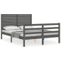 vidaXL Giroletto con Testiera Grigio 140x190 cm in Legno Massello vidaXL Giroletto con Testiera Grigio 140x190 cm in Legno Massello