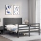 vidaXL Giroletto con Testiera Grigio 140x190 cm in Legno Massello vidaXL Giroletto con Testiera Grigio 140x190 cm in Legno Massello