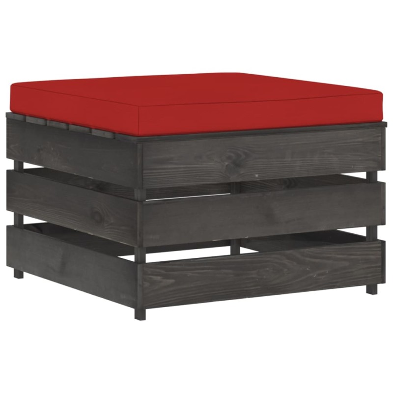 vidaXL Ottomana Modulare con Cuscino in Legno Impregnato Grigio vidaXL Ottomana Modulare con Cuscino in Legno Impregnato Grigio