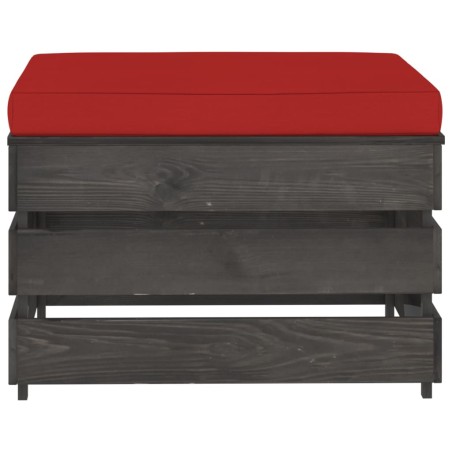 vidaXL Ottomana Modulare con Cuscino in Legno Impregnato Grigio