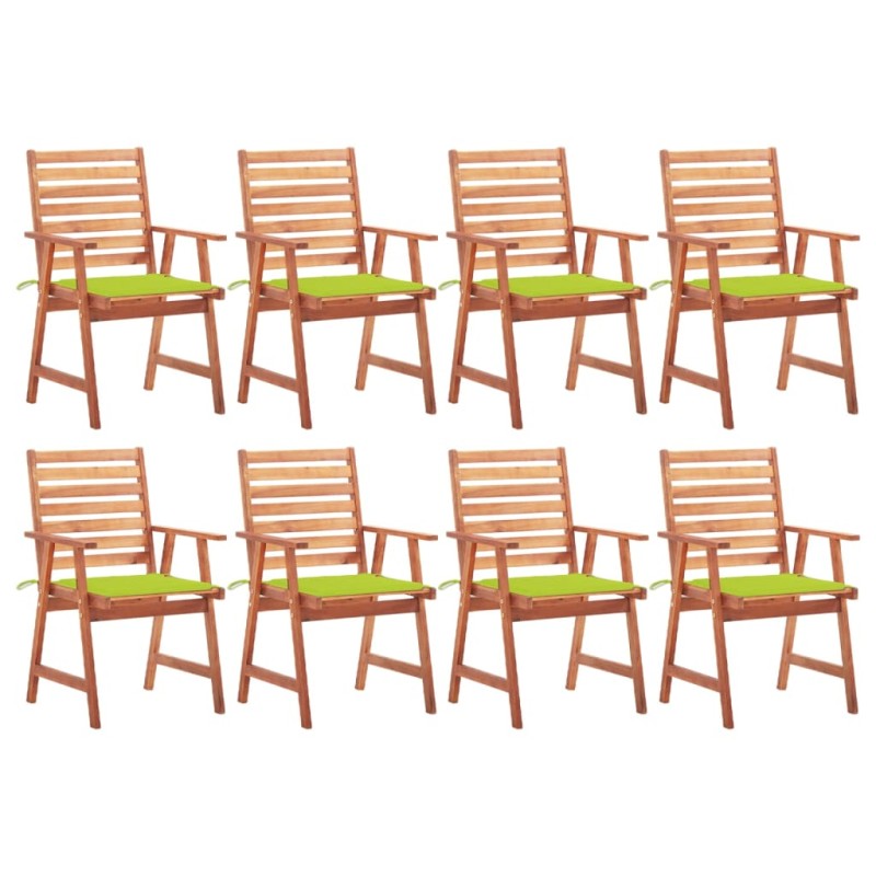 vidaXL Sedie da Pranzo da Esterni con Cuscini 8 pz Massello di Acacia vidaXL Sedie da Pranzo da Esterni con Cuscini 8 pz Massello di Acacia