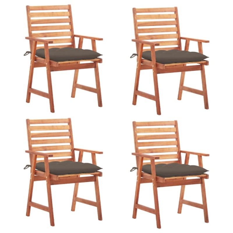 vidaXL Sedie da Pranzo da Esterni con Cuscini 4 pz Massello di Acacia vidaXL Sedie da Pranzo da Esterni con Cuscini 4 pz Massello di Acacia