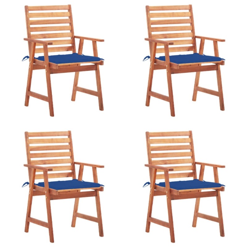 vidaXL Sedie da Pranzo da Esterni con Cuscini 4 pz Massello di Acacia vidaXL Sedie da Pranzo da Esterni con Cuscini 4 pz Massello di Acacia
