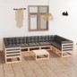 vidaXL Set Salotto Giardino 10pz Cuscini Antracite Legno Massello Pino vidaXL Set Salotto Giardino 10pz Cuscini Antracite Legno Massello Pino