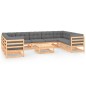 vidaXL Set Salotto Giardino 10pz Cuscini Antracite Legno Massello Pino vidaXL Set Salotto Giardino 10pz Cuscini Antracite Legno Massello Pino