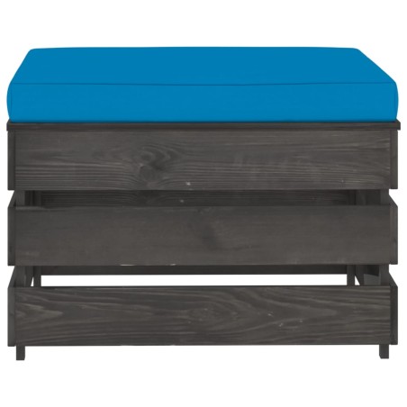 vidaXL Ottomana Modulare con Cuscino in Legno Impregnato Grigio