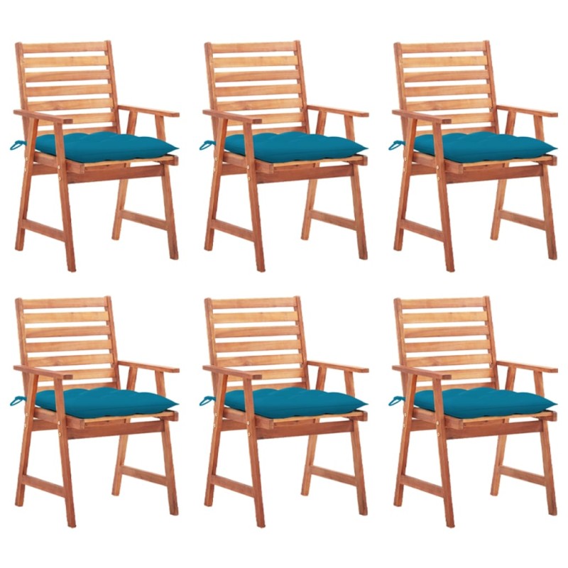 vidaXL Sedie da Pranzo da Esterni con Cuscini 6 pz Massello di Acacia vidaXL Sedie da Pranzo da Esterni con Cuscini 6 pz Massello di Acacia