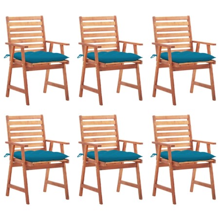 vidaXL Sedie da Pranzo da Esterni con Cuscini 6 pz Massello di Acacia