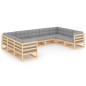 vidaXL Set Divani da Giardino 9 pz con Cuscini Legno Massello di Pino vidaXL Set Divani da Giardino 9 pz con Cuscini Legno Massello di Pino