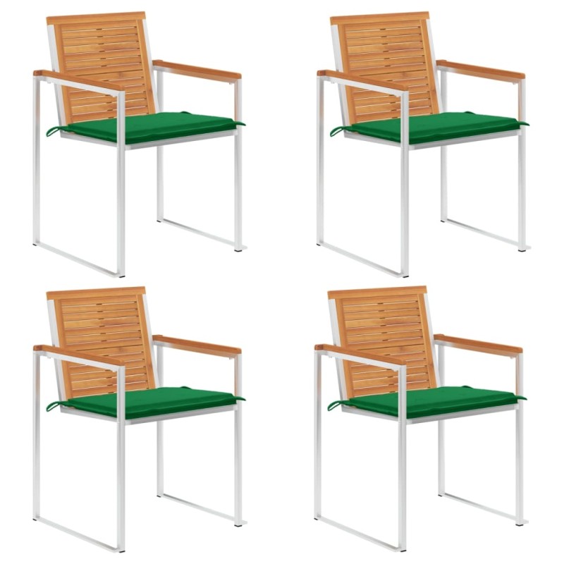 vidaXL Sedie da Giardino con Cuscini 4 pz in Legno Massello di Acacia vidaXL Sedie da Giardino con Cuscini 4 pz in Legno Massello di Acacia