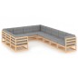vidaXL Set Divani da Giardino 10 pz con Cuscini Legno Massello di Pino vidaXL Set Divani da Giardino 10 pz con Cuscini Legno Massello di Pino