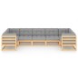 vidaXL Set Salotto Giardino 7 pz Cuscini Antracite Legno Massello Pino vidaXL Set Salotto Giardino 7 pz Cuscini Antracite Legno Massello Pino