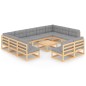 vidaXL Set Divani Giardino 12 pz con Cuscini in Legno Massello di Pino vidaXL Set Divani Giardino 12 pz con Cuscini in Legno Massello di Pino
