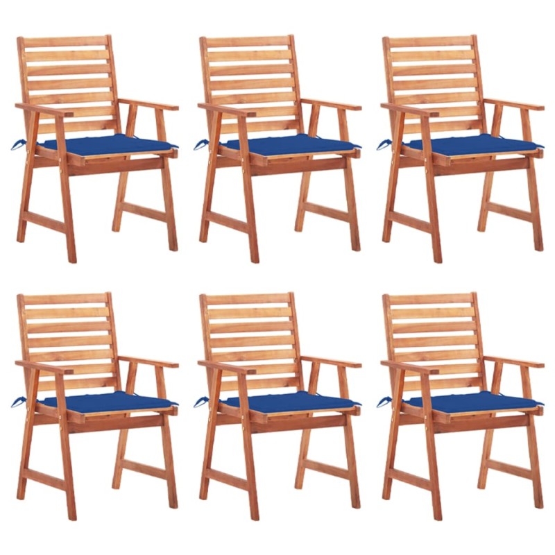 vidaXL Sedie da Pranzo da Esterni con Cuscini 6 pz Massello di Acacia vidaXL Sedie da Pranzo da Esterni con Cuscini 6 pz Massello di Acacia
