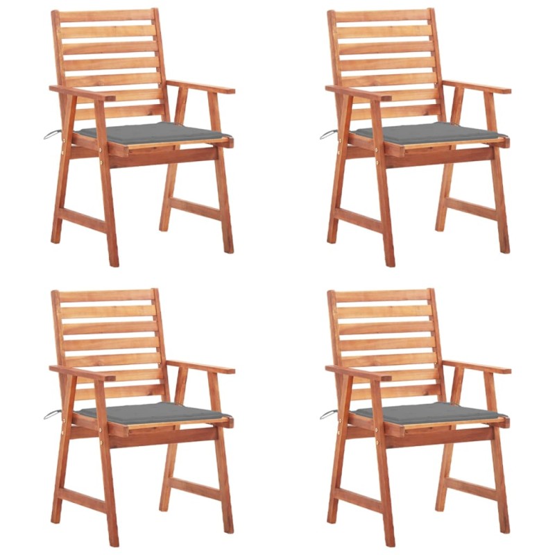 vidaXL Sedie da Pranzo da Esterni con Cuscini 4 pz Massello di Acacia vidaXL Sedie da Pranzo da Esterni con Cuscini 4 pz Massello di Acacia
