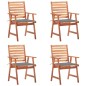 vidaXL Sedie da Pranzo da Esterni con Cuscini 4 pz Massello di Acacia vidaXL Sedie da Pranzo da Esterni con Cuscini 4 pz Massello di Acacia