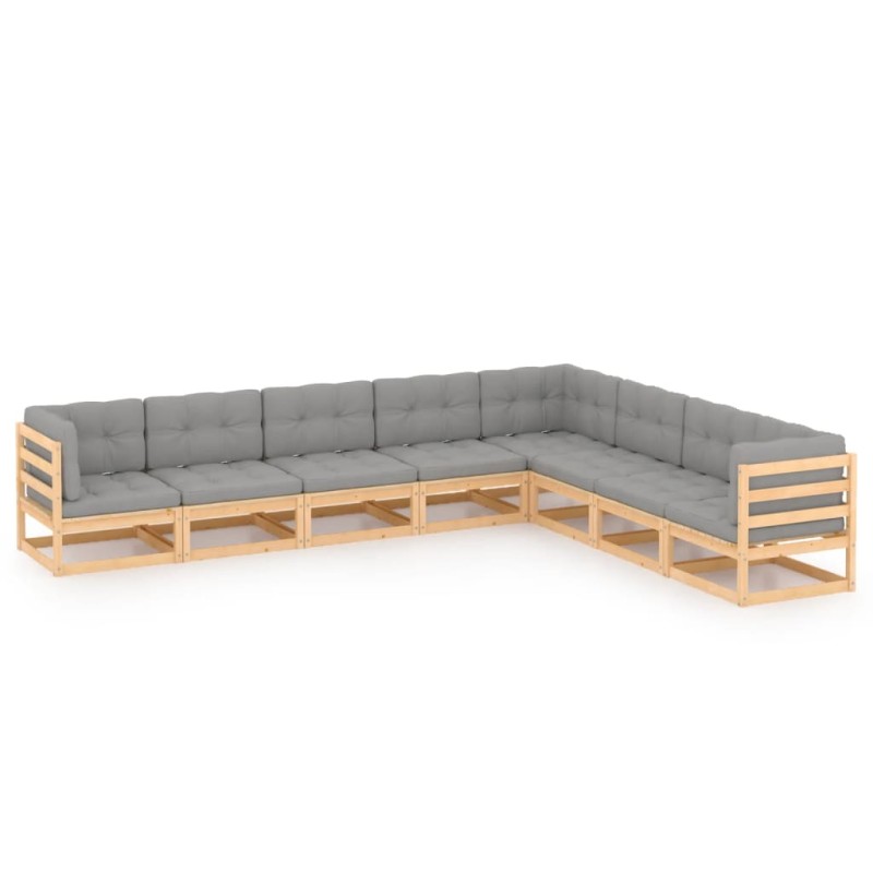 vidaXL Set Salotto Giardino 8 pz Cuscini Antracite Legno Massello Pino vidaXL Set Salotto Giardino 8 pz Cuscini Antracite Legno Massello Pino
