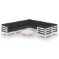 vidaXL Set Divani da Giardino 9 pz con Cuscini Massello di Pino Bianco vidaXL Set Divani da Giardino 9 pz con Cuscini Massello di Pino Bianco
