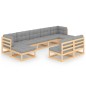 vidaXL Set Divani da Giardino 9 pz con Cuscini Legno Massello di Pino vidaXL Set Divani da Giardino 9 pz con Cuscini Legno Massello di Pino