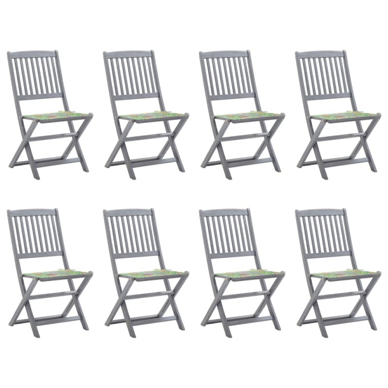 vidaXL Sedie da Giardino Pieghevoli 8 pz con Cuscini Massello Acacia vidaXL Sedie da Giardino Pieghevoli 8 pz con Cuscini Massello Acacia
