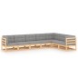 vidaXL Set Salotto Giardino 7 pz Cuscini Antracite Legno Massello Pino vidaXL Set Salotto Giardino 7 pz Cuscini Antracite Legno Massello Pino