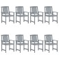 vidaXL Sedie da Giardino con Cuscini 8 pz in Massello di Acacia Grigie vidaXL Sedie da Giardino con Cuscini 8 pz in Massello di Acacia Grigie