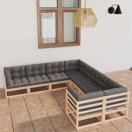 vidaXL Set Salotto Giardino 8 pz Cuscini Antracite Legno Massello Pino