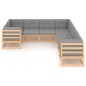 vidaXL Set Salotto Giardino 8 pz Cuscini Antracite Legno Massello Pino vidaXL Set Salotto Giardino 8 pz Cuscini Antracite Legno Massello Pino