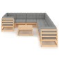vidaXL Set Salotto Giardino 10pz Cuscini Antracite Legno Massello Pino