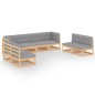 vidaXL Set Divani da Giardino 8 pz con Cuscini Legno Massello Pino vidaXL Set Divani da Giardino 8 pz con Cuscini Legno Massello Pino