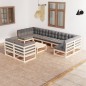 vidaXL Set Salotto Giardino 10pz Cuscini Antracite Legno Massello Pino vidaXL Set Salotto Giardino 10pz Cuscini Antracite Legno Massello Pino
