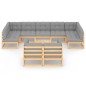vidaXL Set Salotto Giardino 10pz Cuscini Antracite Legno Massello Pino vidaXL Set Salotto Giardino 10pz Cuscini Antracite Legno Massello Pino