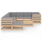 vidaXL Set Divani Giardino 11 pz con Cuscini in Legno Massello di Pino vidaXL Set Divani Giardino 11 pz con Cuscini in Legno Massello di Pino