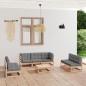 vidaXL Set Divani da Giardino 8 pz con Cuscini Legno Massello di Pino vidaXL Set Divani da Giardino 8 pz con Cuscini Legno Massello di Pino
